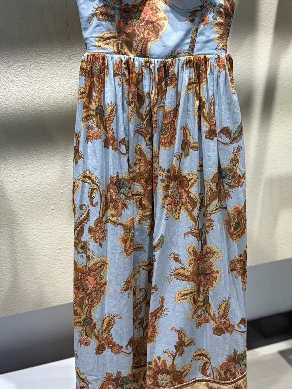 Zimmermann Blue Floral Tie-Shoulder Midi Dress - Picture 2 of 7